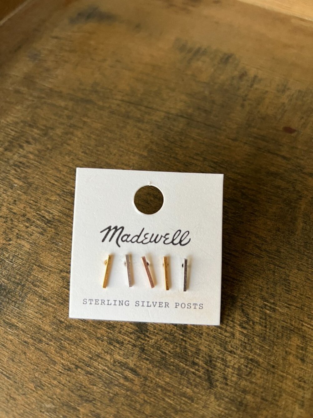 Madewell Sterling Silver Minimalist Bar Earring Studs - Picture 4 of 4